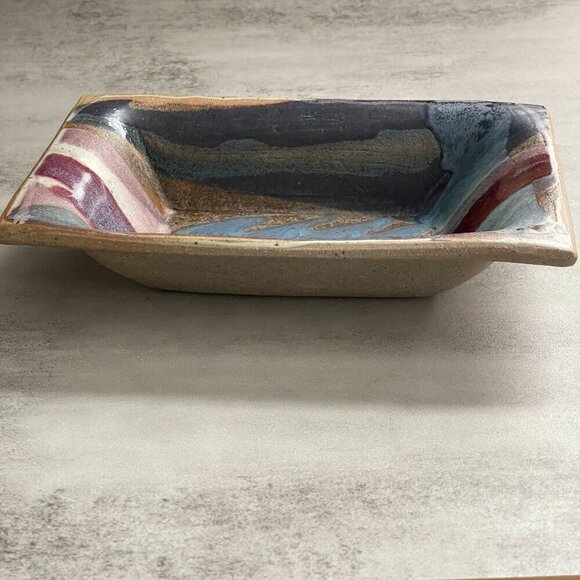 Klickitat Art Pottery Stoneware Lava Abstract Glazed Rectangular Serving Bowl - Picture 6 of 9